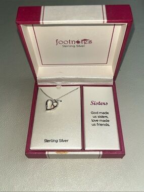 Footnotes 925 Sterling Silver Sisters Heart Pendant Necklace